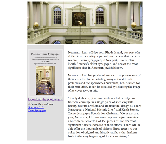 The Restoration of Touro Synagogue The Restoration of Touro Synagogue